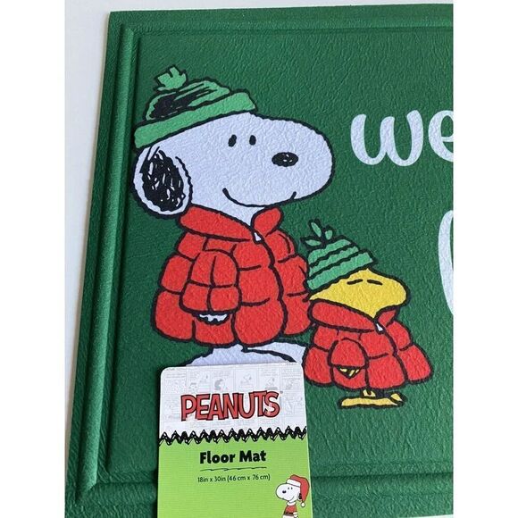 Peanuts Snoopy Christmas Puffy Coat Puffer Jacket Rubber Door Mat Rug 18X30” NEW - Picture 4 of 7